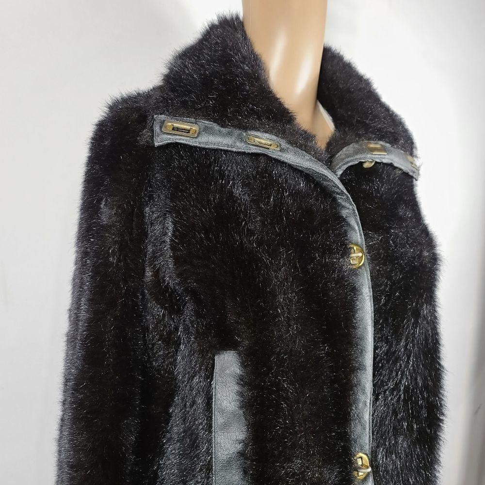 Raincheetahs Naman Vintage 60s Faux Fur Black Coat - Picture 6 of 14